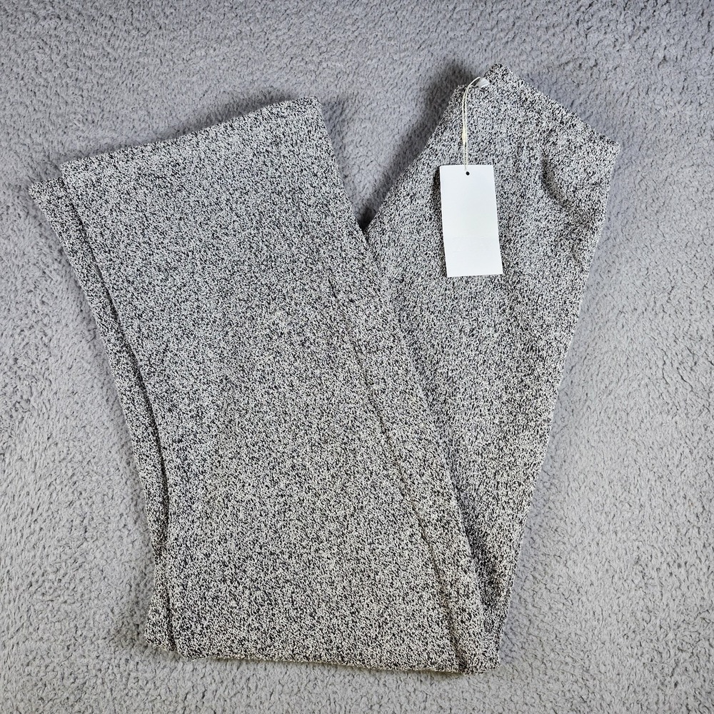 ZARA Wide Leg Textured Pants Gray‎ Drawstring Waist Women Medium RN 77302
